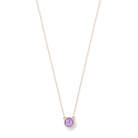 ROUND COCKTAIL 14-carat gold, amethyst and enamel necklace