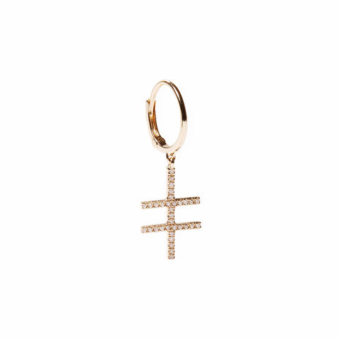 DOUBLE CROSSING 14-carat gold and diamond single earring