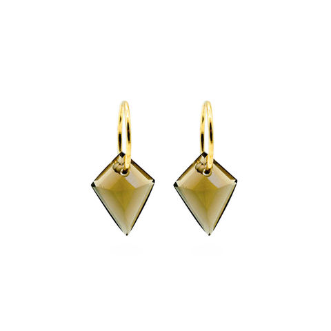 KITE GEM smokey quartz and 14-carat gold hoop earrings