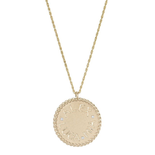 IMPERIAL DISC 14-carat gold pendant with 3 engravings and 3 diamonds