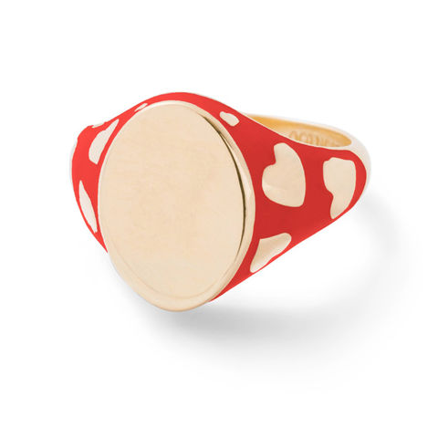 AMOUR 14-carat gold and enamel signet ring
