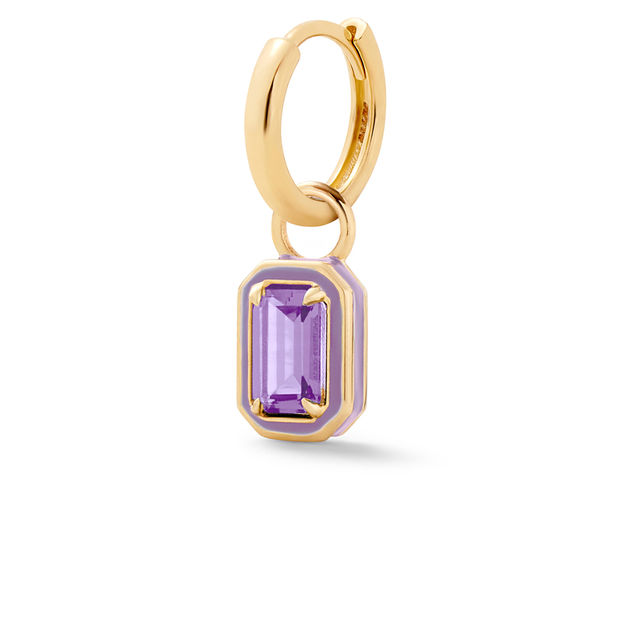 RECTANGULR COCKTAIL 14-carat gold, amethyst and enamel huggy