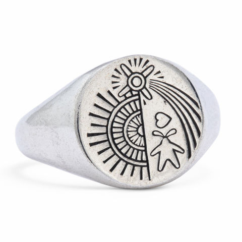 HEARTLESS MAN oxidised sterling silver signet ring