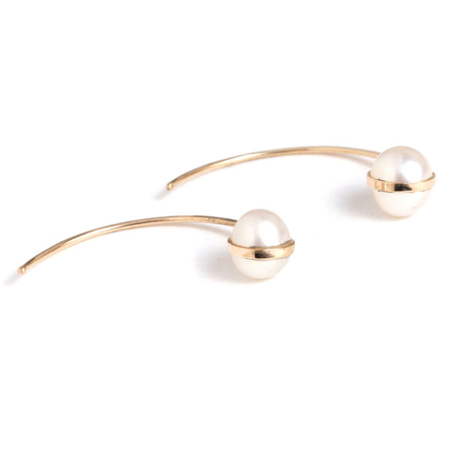 PEARL TAIL BACK 14-carat gold earrings