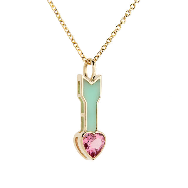 FORWARD pink tourmaline, chrysoprase and 14-carat gold necklace