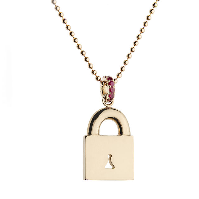 PADLOCK 14-carat gold and ruby necklace