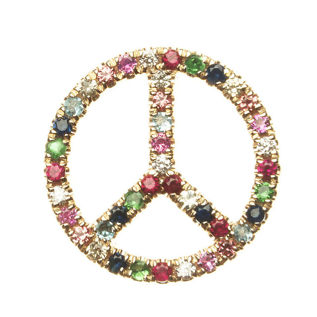 FLOATING PEACE 14-carat gold and multi gemstone charm