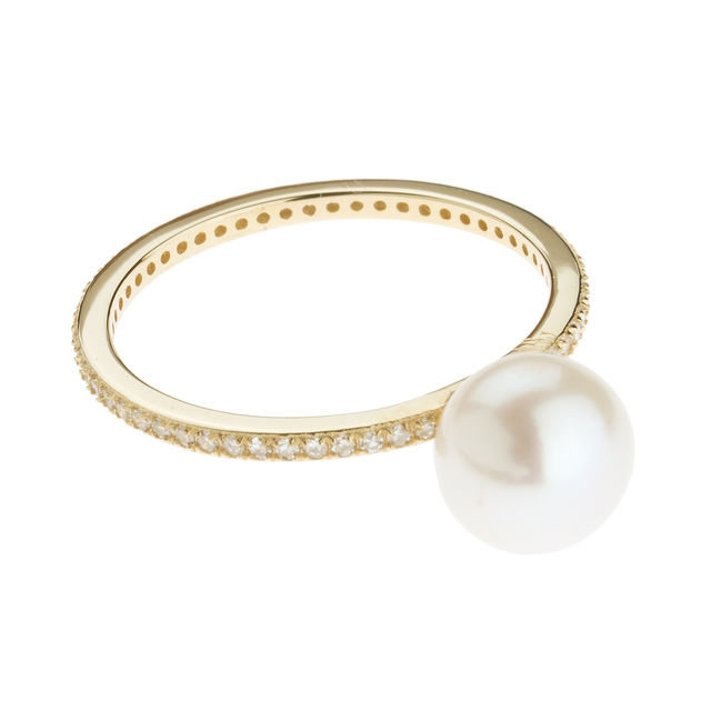 PEARL BONBON diamond, pearl and 14-carat gold ring