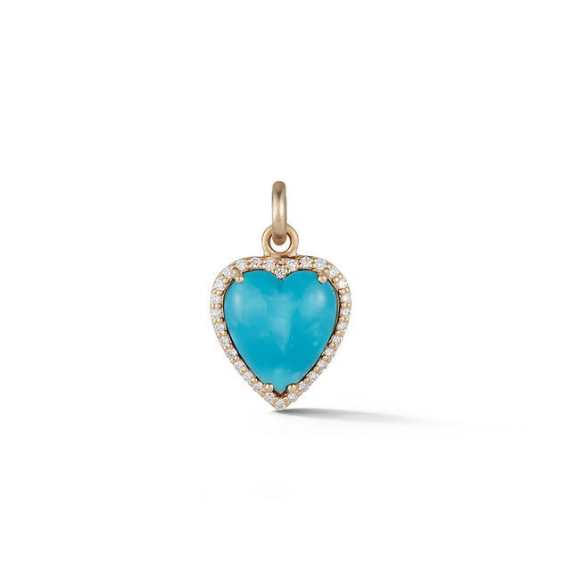ALANA 14-carat gold, diamond and turquoise small heart charm