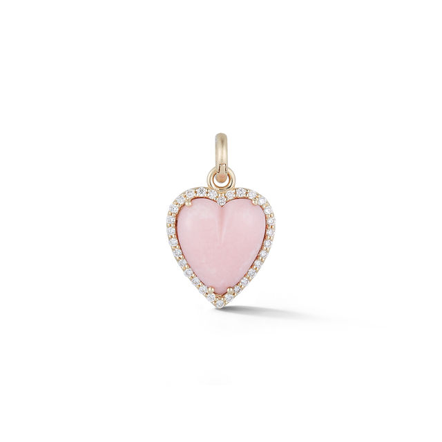 ALANA 14-carat gold, diamond and pink opal small heart charm