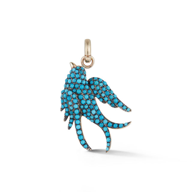 BIRDIE 14-carat gold and turquoise charm