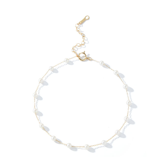 FLOATING PEARL 14-carat gold chain anklet