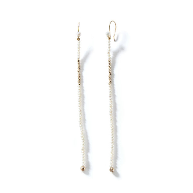 LONG DANCING PEARL AND GOLD ACCENT 14-carat gold earrings