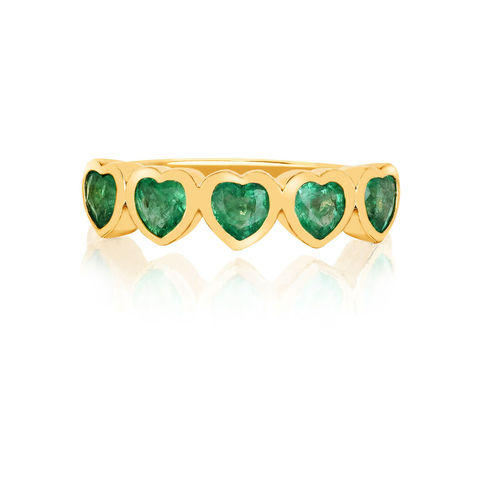EMERALD MULTI HEART 14-carat gold ring
