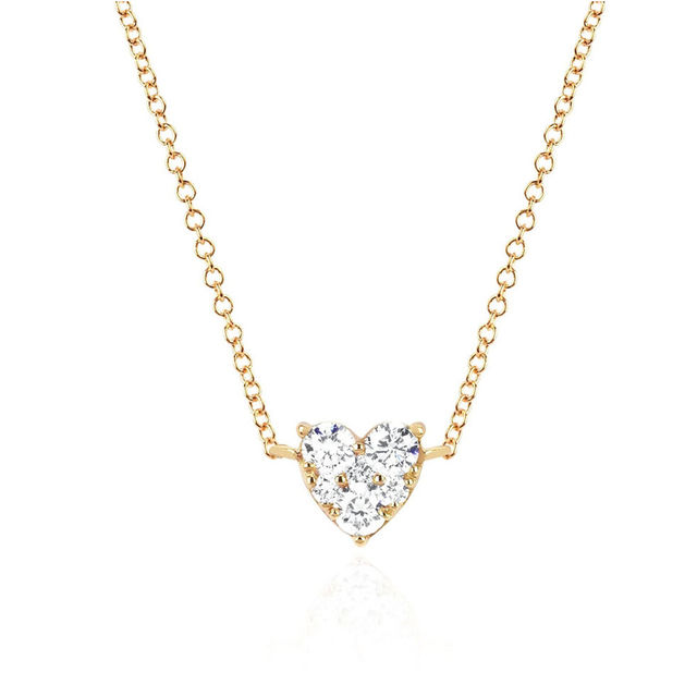 FULL CUT DIAMOND HEART 14-carat gold choker necklace