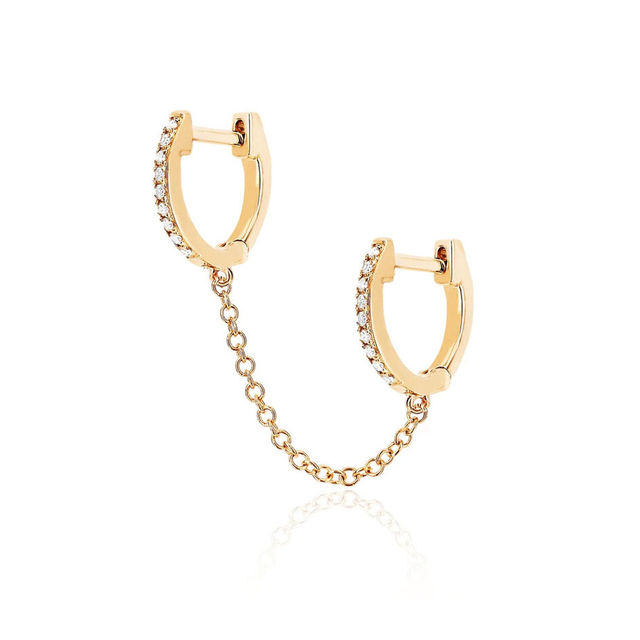 DIAMOND DOUBLE HUGGIE 14-carat gold chain earring