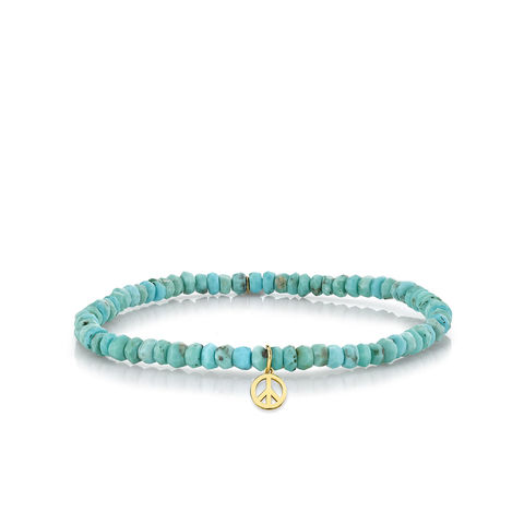 PURE GOLD PEACE SIGN on Turquoise bracelet