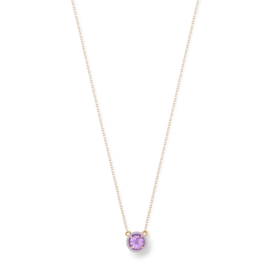 ROUND COCKTAIL 14-carat gold, amethyst and enamel necklace