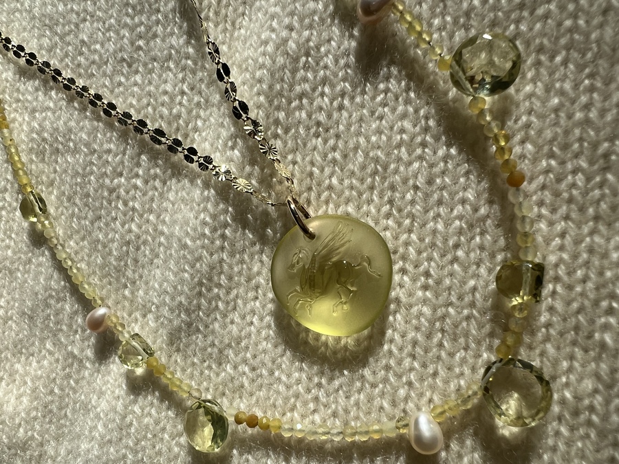 SUNRISE opal, quartz and pearl necklace Lulu's Collective