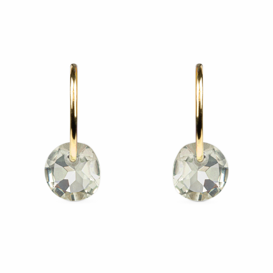 FINE GEM green amethyst and 14-carat gold hoop earrings
