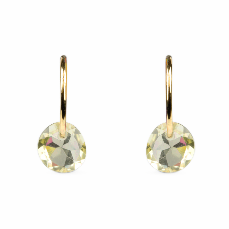 FINE GEM lemon quartz and 14-carat gold hoop earrings