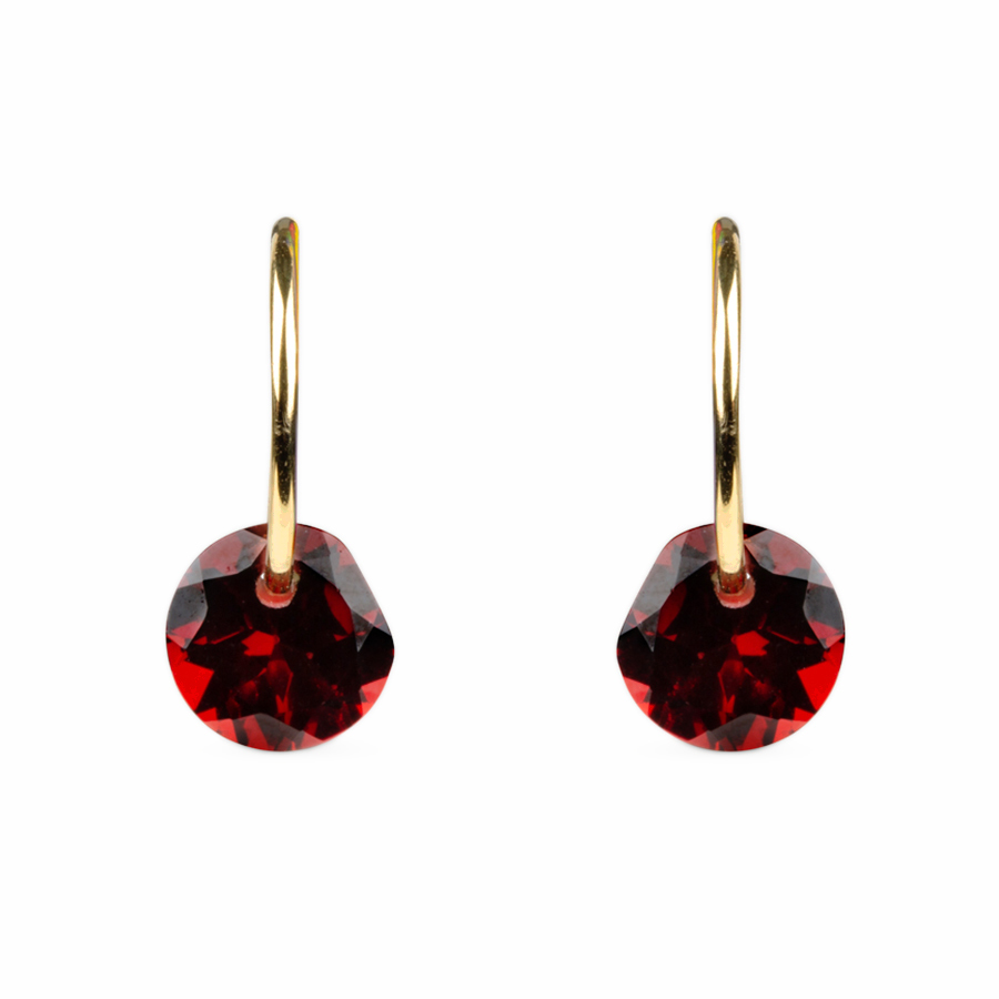 FINE GEM red garnet and 14-carat gold hoop earrings