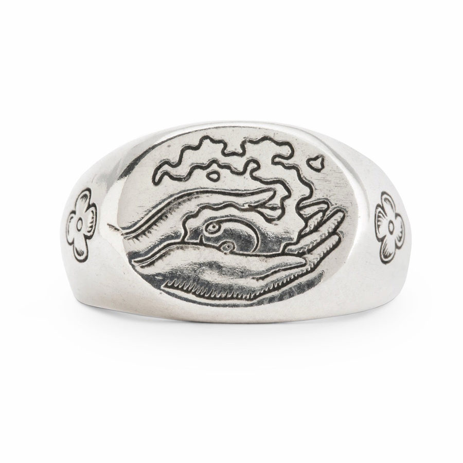 HEAVY BURDEN oxidised sterling silver signet ring