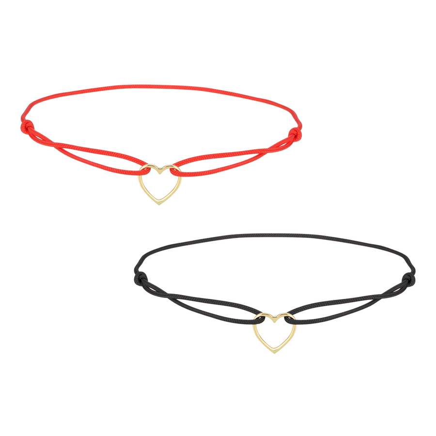 LOVE 14-carat gold and red cord bracelet