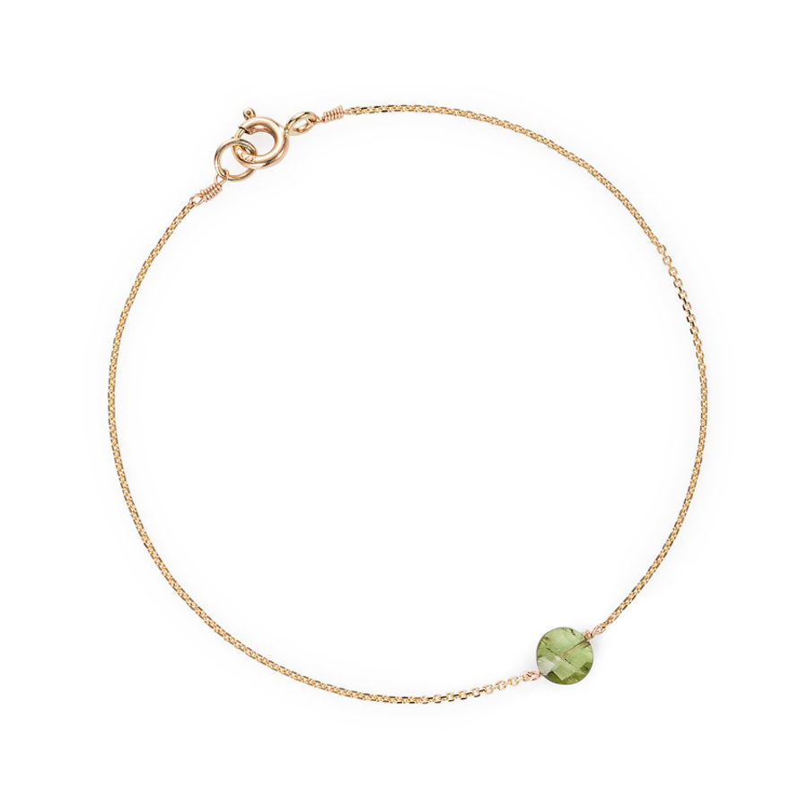 SINGLE GREEN Tourmaline 9-carat gold bracelet