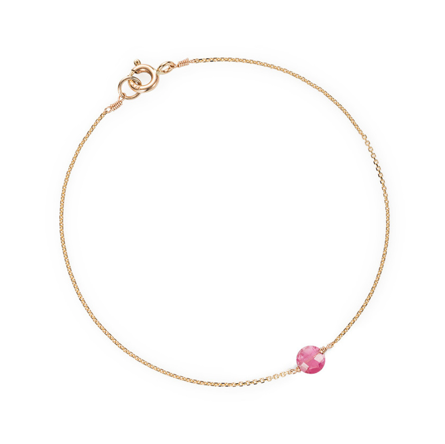 SINGLE PINK Tourmaline 9-carat gold bracelet