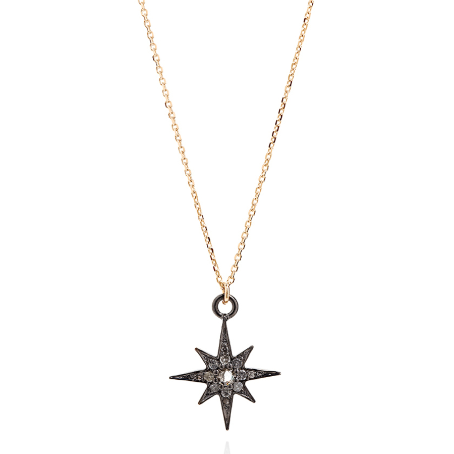 NORTHERN STAR diamond, antiqued sterling silver and 9-carat gold necklace