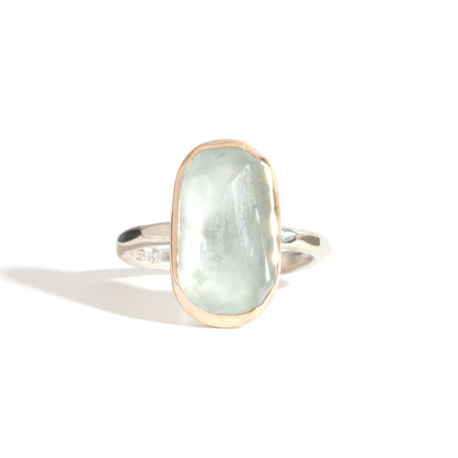 LIMITED EDITION AQUA 14-carat gold and sterling silver ring