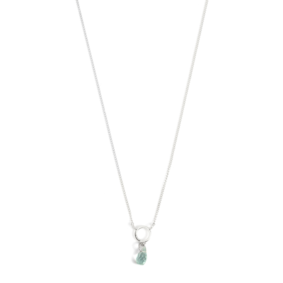 TINY CIRCLE aquamarine and sterling silver necklace