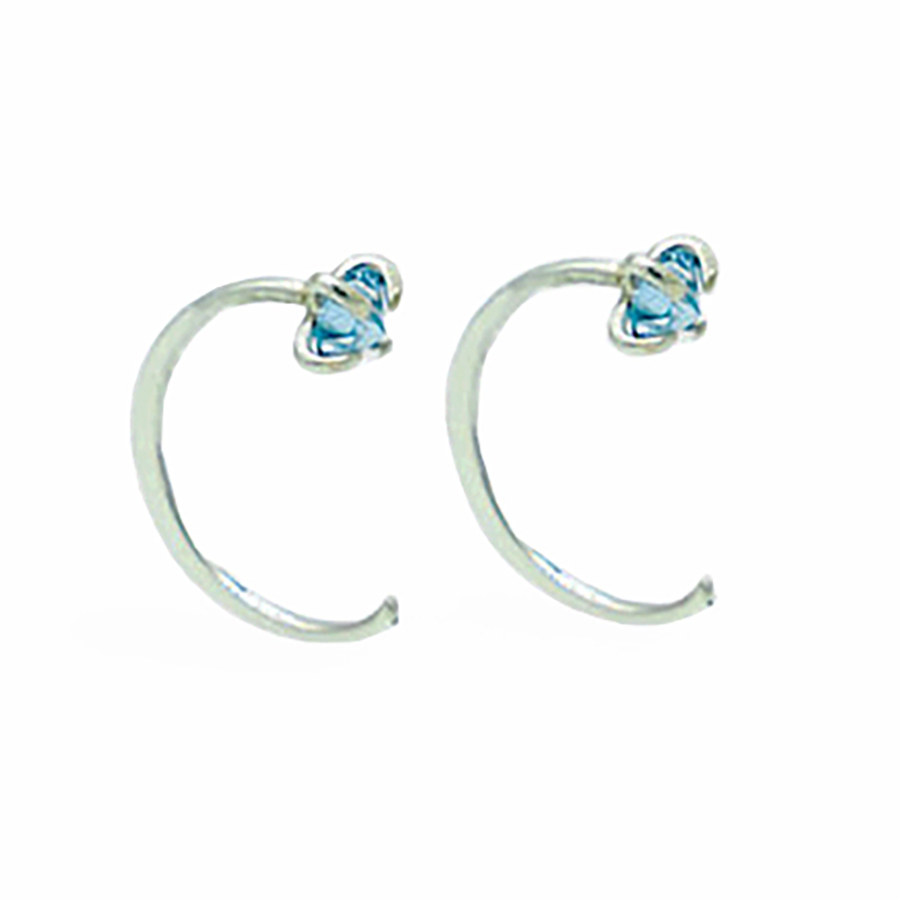 BLUE TOPAZ sterling silver hug earrings