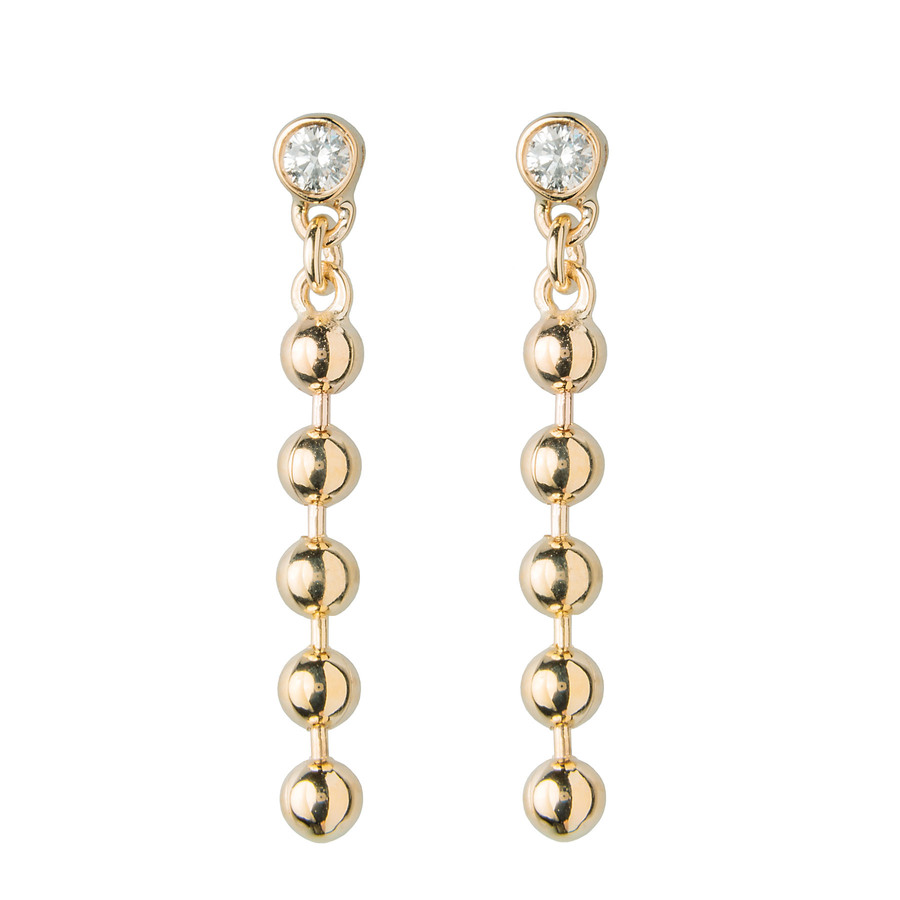 BEAD CHAIN diamond and 14-carat gold earrings