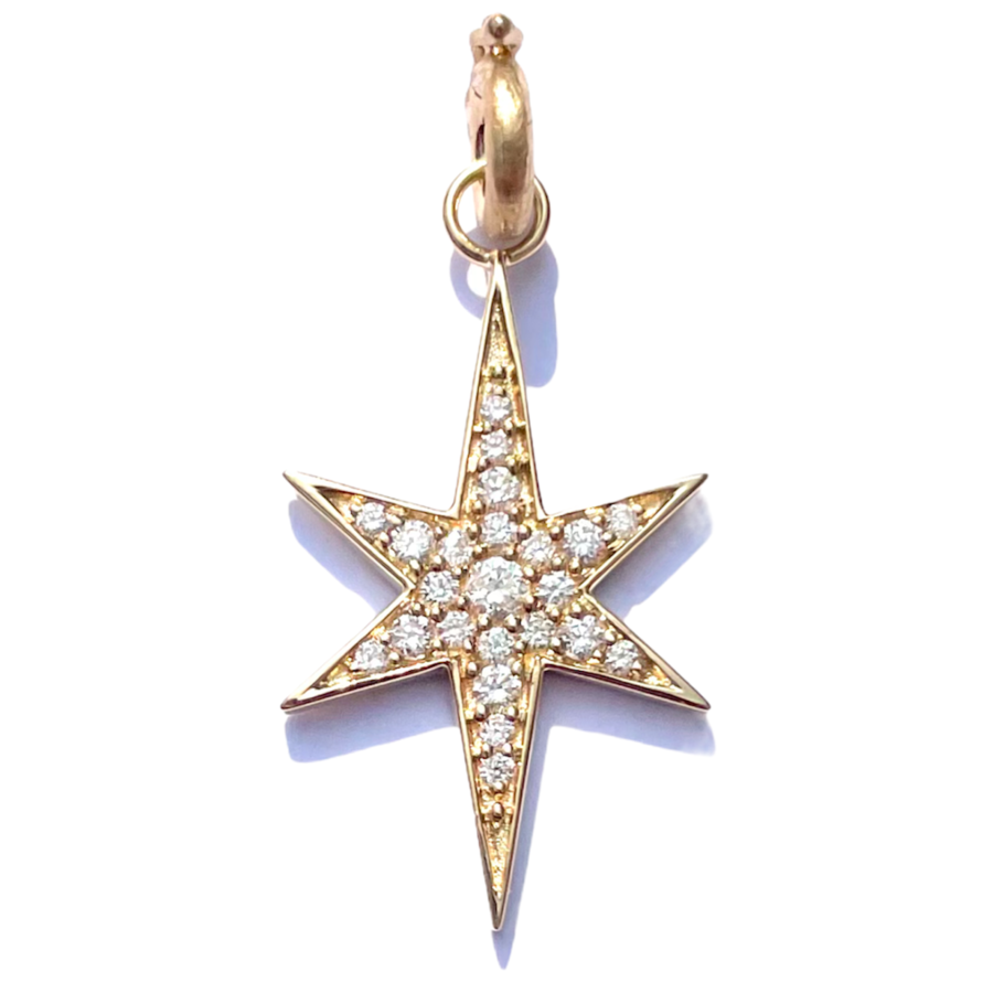 STELLA 14-carat gold and diamond large star charm