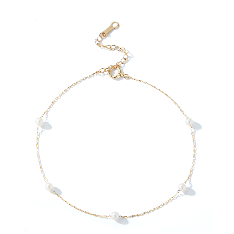 FLOATING PEARL 14-carat gold chain anklet