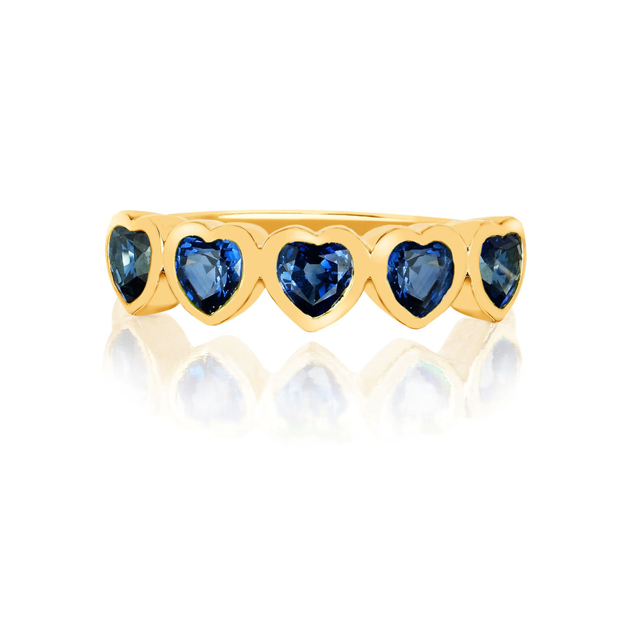 BLUE SAPPHIRE MULTI HEART 14-carat gold ring