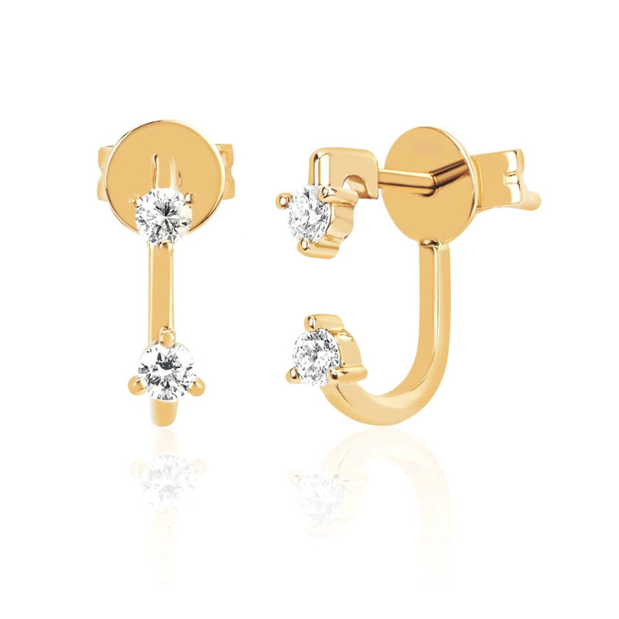 DOUBLE PRONG SET DIAMOND 14-carat gold single earring