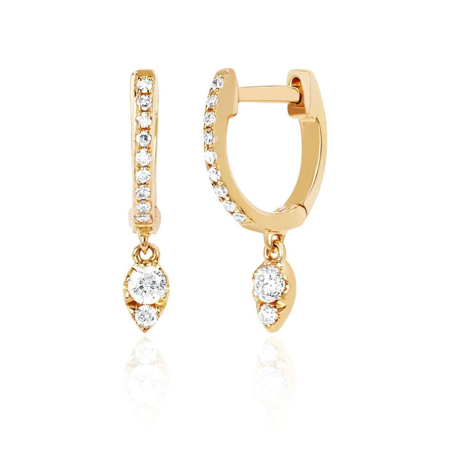 DIAMOND MINI HUGGIE 14-carat gold and diamond teardrop single earring