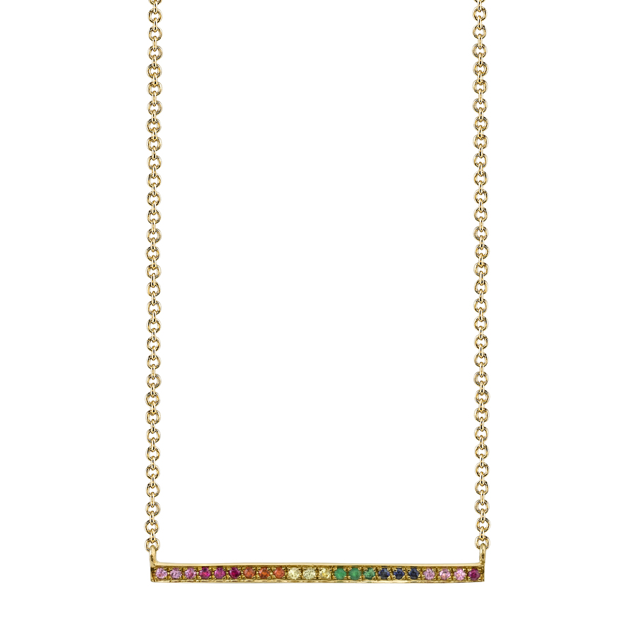 RAINBOW LONG BAR 14-carat gold and gemstone necklace