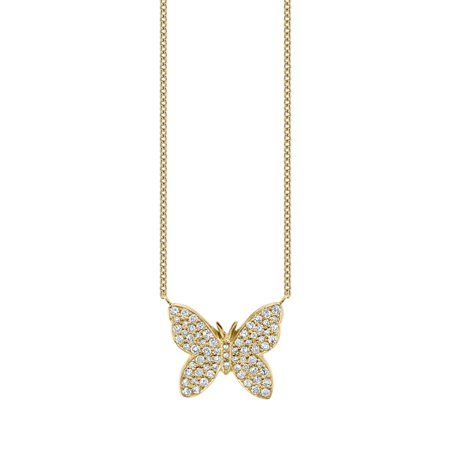 PAVE DIAMOND BUTTERFLY 14-carat gold necklace