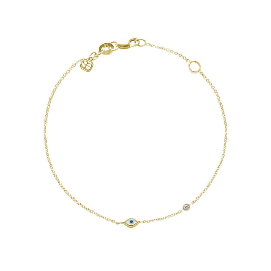 MINI ENAMEL EVIL EYE 14 - carat gold and diamond bracelet