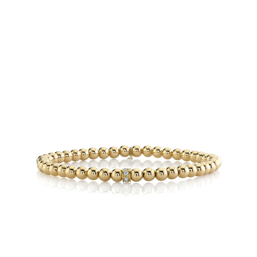 GOLD & DIAMOND RONDELLE on 14-carat gold bead bracelet