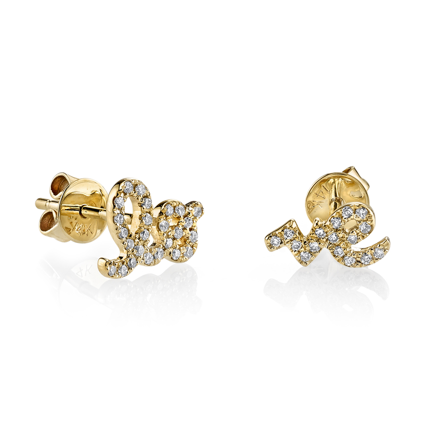 DIAMOND 'LOVE' 14carat gold earrings Lulu's Collective