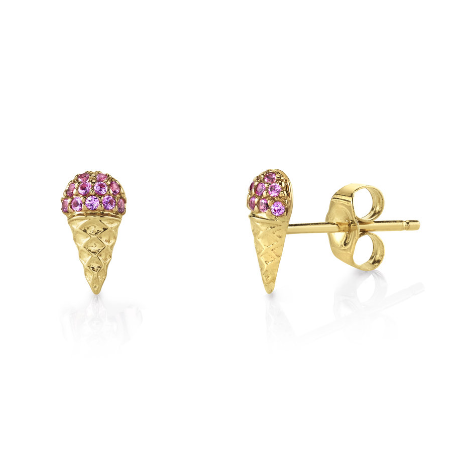 PINK SAPPHIRE ICE CREAM CONE 14-carat gold single stud earring