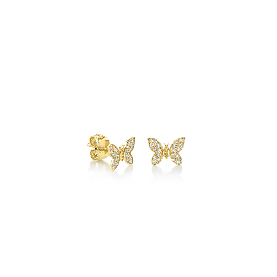 GOLD & PAVE DIAMOND TINY BUTTERFLY 14-carat gold single stud earring