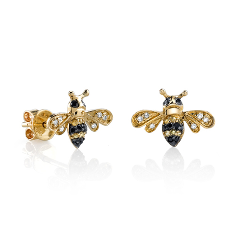 GOLD & DIAMOND MINI BEE 14-carat gold single stud earring
