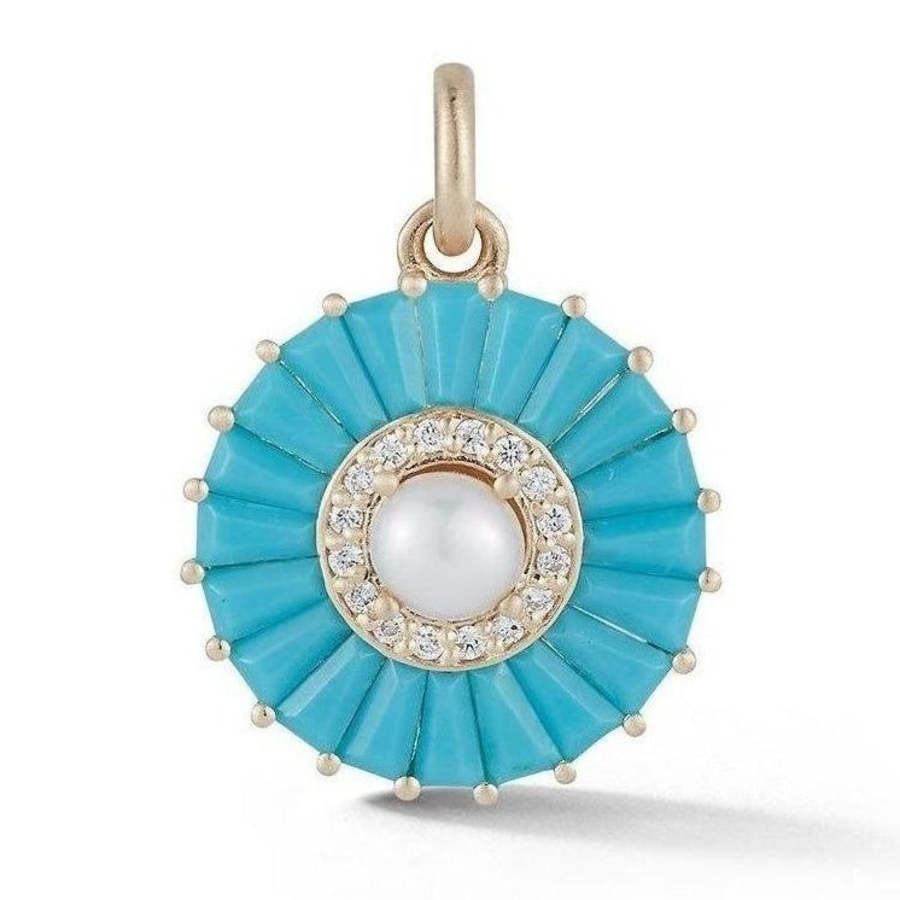 EMILY 14-carat gold, turquoise, diamond and pearl small charm