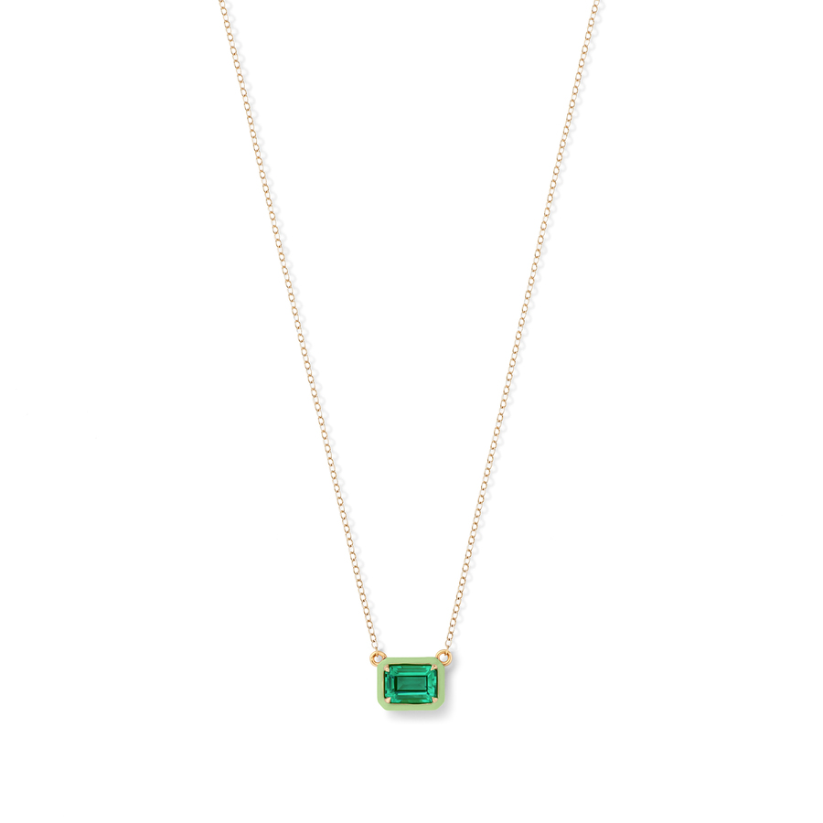 RECTANGULAR COCKTAIL 14-carat gold, emerald and enamel cocktail necklace